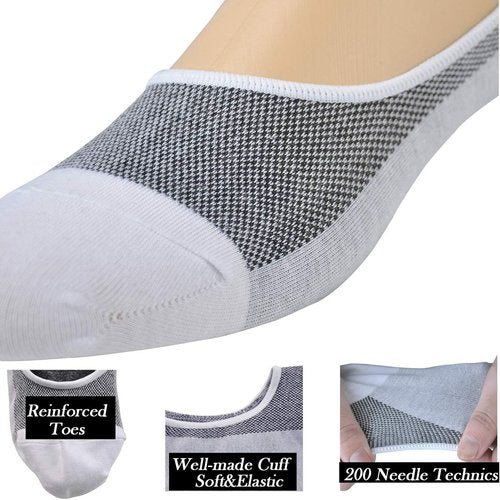 Jormatt No Show Socks for Men - Low Cut Cotton Loafer Sneakers with Non-Slip Grips