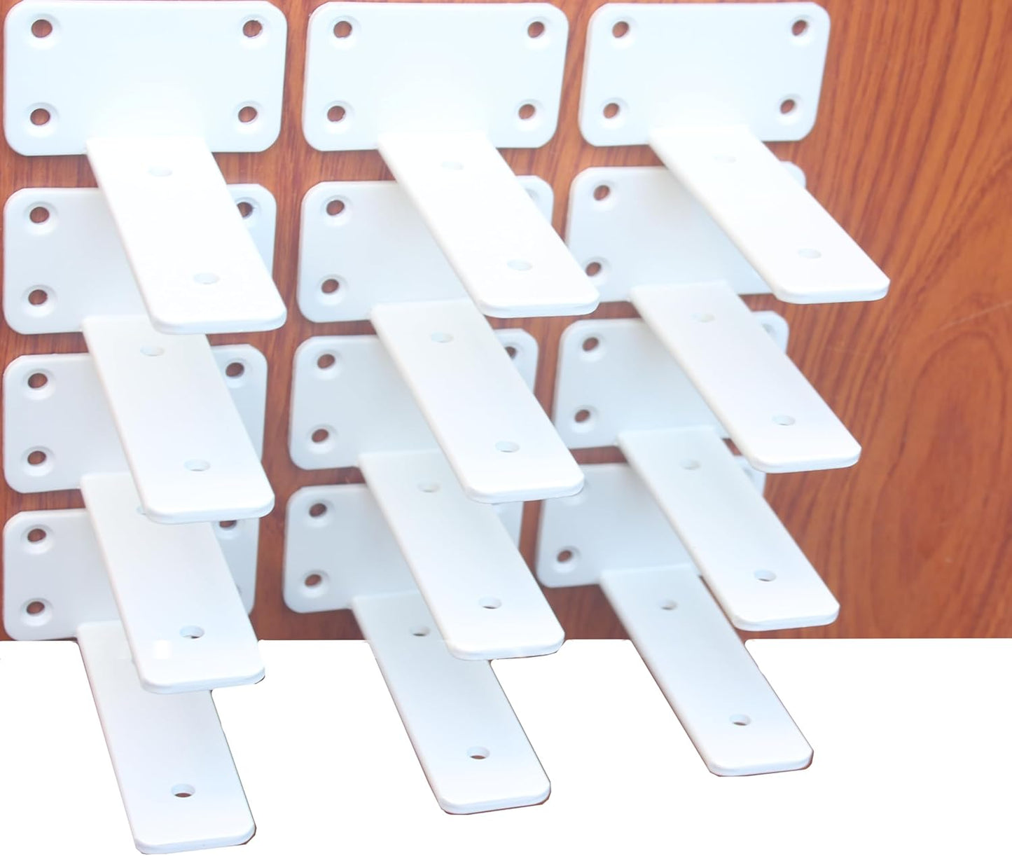 10-Inch Black Iron Floating Shelf Brackets - 12 Pack Rustic Industrial Support