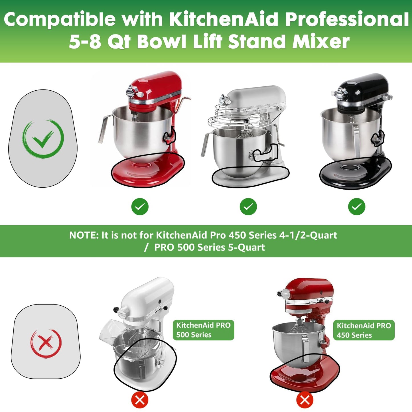 Mixer Sliding Mat for Kitchen Aid - Kitchen Counter Appliance Slider Mat Mixer Attachment for Kitchenaid 5-8 Qt Bowl Lift Stand Mixer, Mover Slider Pad Mixer Countertop Accessories Black