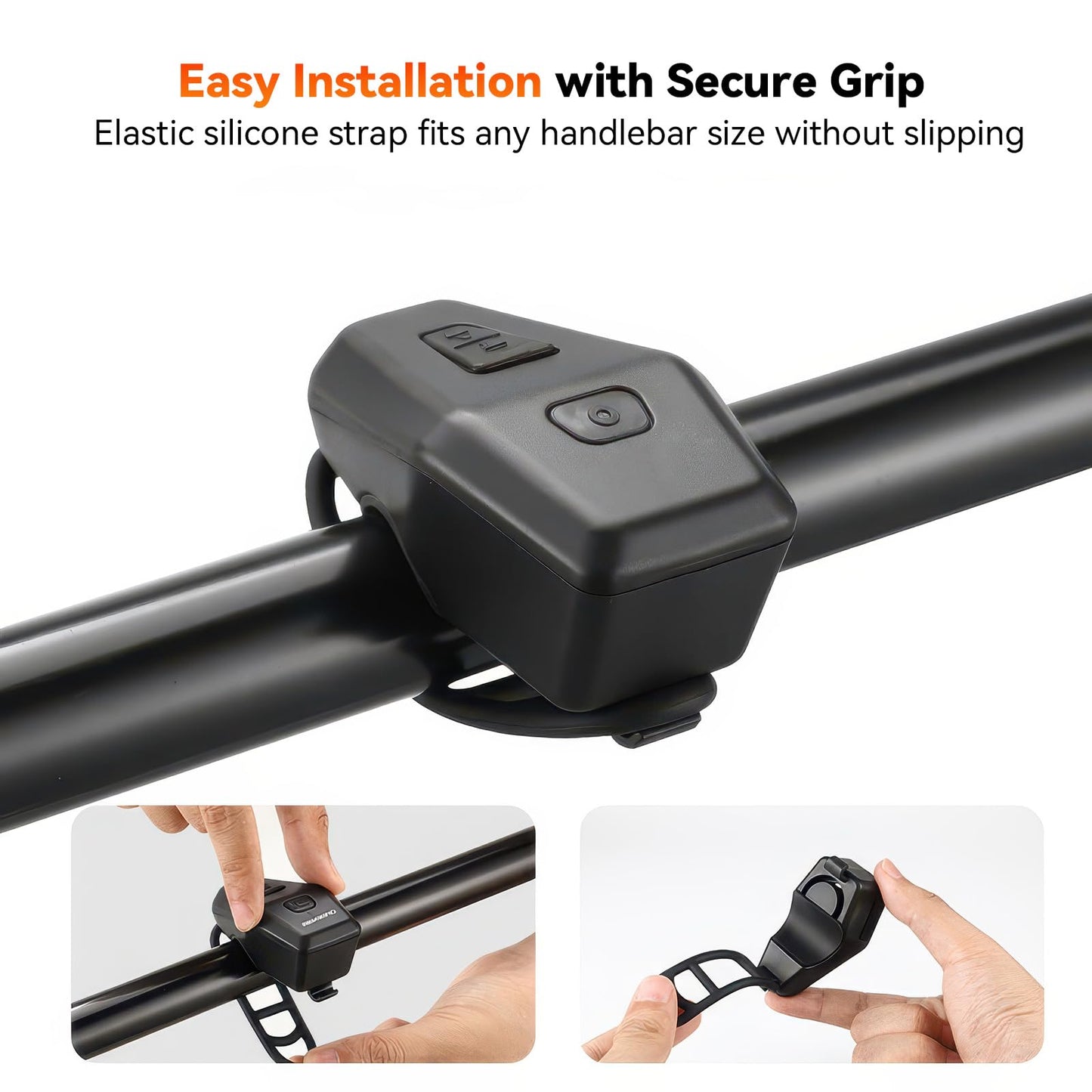 PARDUS Bike Alarm Bike Horn Anti-Theft Alarm USB Rechargeable Compact 120dB - Portable, Waterproof, and Easy to Install for Road and Mountain Bikes Motorcycle Electric Scooter