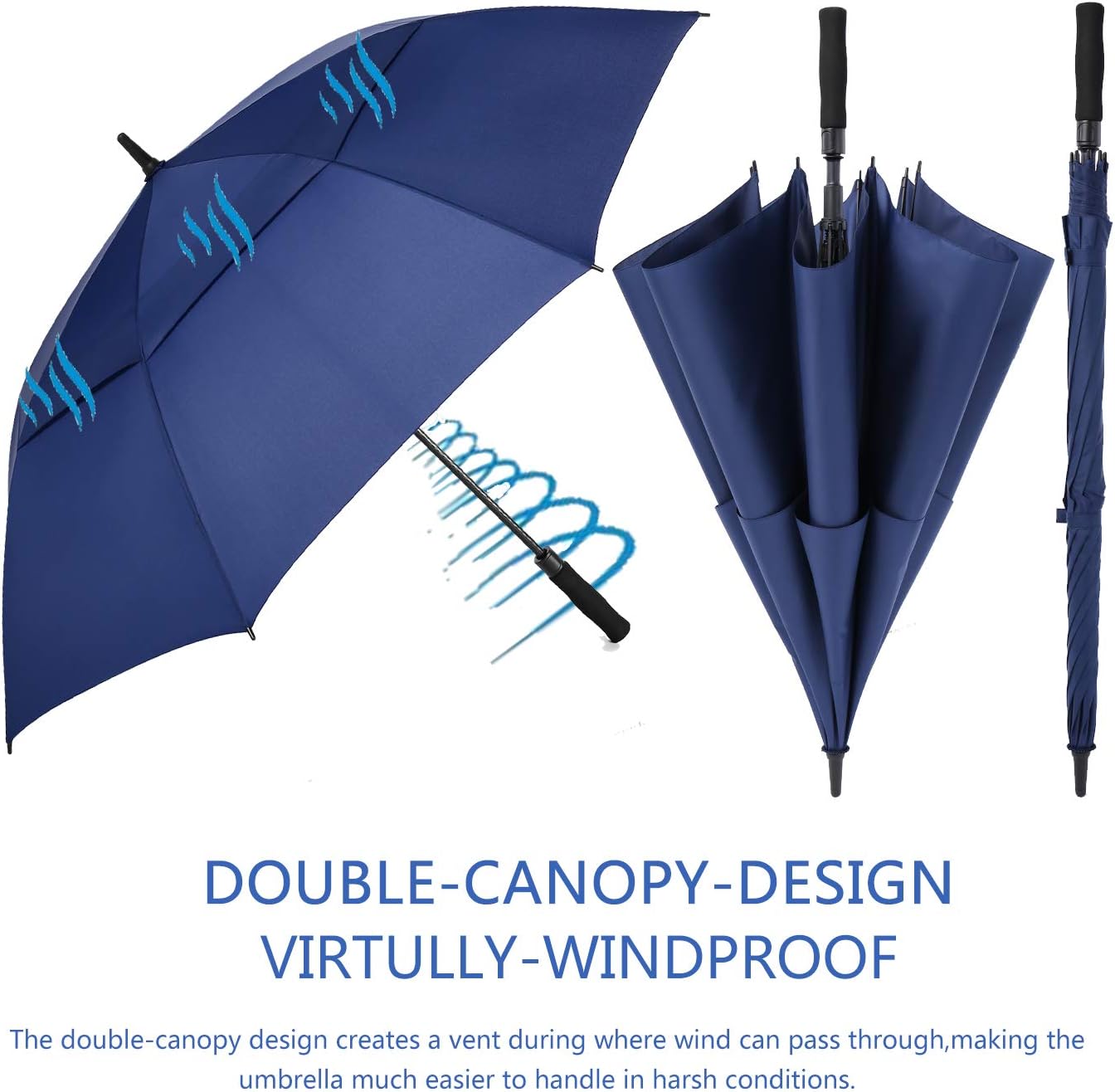 SIEPASA Golf Umbrella - Large 62/68/72 Inch Automatic Open | Windproof, Waterproof Double Canopy Design