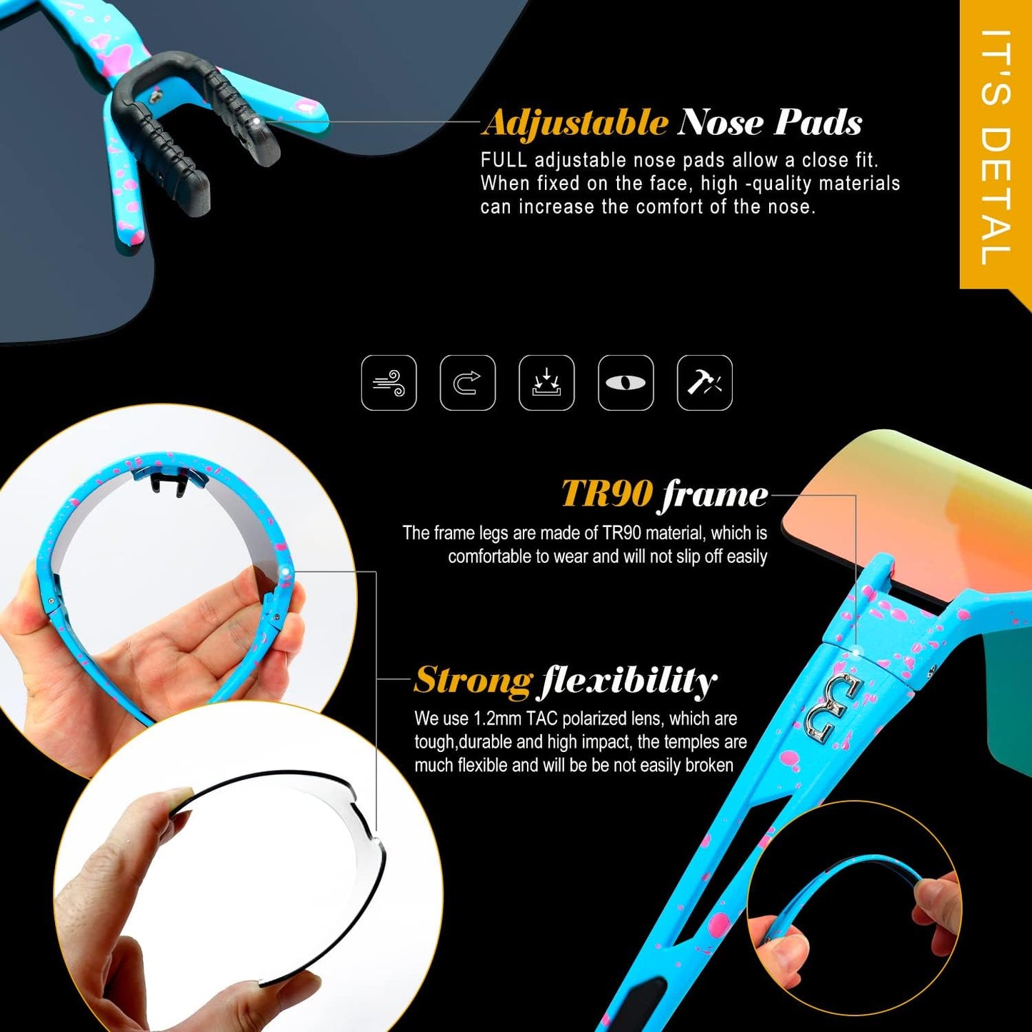 SPOSUNE Baseball Sunglasses Men Women Running Cycling Glasses, Polarized