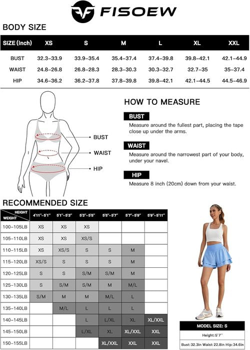 Fisoew Women's High Waisted Athletic Shorts - Ruffle Tiered Design for Running & Workouts | Built-In Shorts