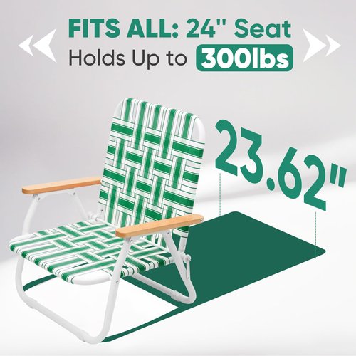 Sekey Camping Chair, Beach Chair for Adults with Highback, Folding Lawn Chair with Webbed Airflow Mesh, Patio Chair with Rust-Proof Coating, Webbed Lawn Chair for Outdoor, Fishing, Backyard, Green