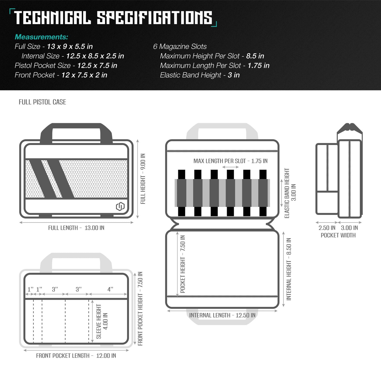 Savior Equipment Specialist Series Tactical Double Scoped Handgun Firearm Case Pistol Bag For Outdoor Hunting Shooting Range, Lockable Compartment