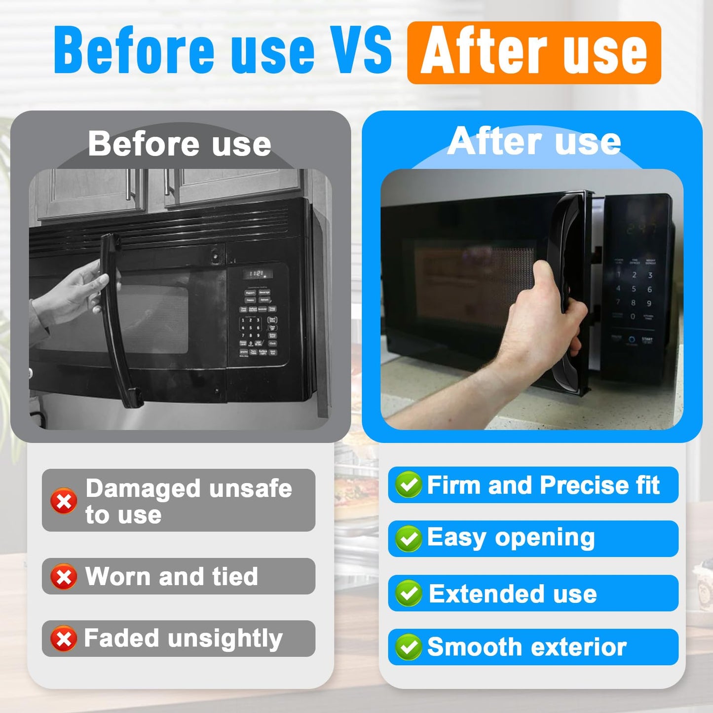 Wb15x10020 Replacement Microwave Door Handle Kit for GE Spacemaker XL Series, JVM1339BW, JVM1350BW, JVM1330BW, Black