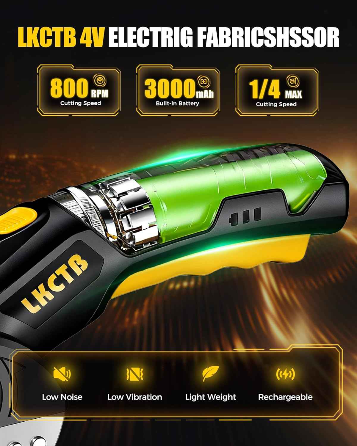 Rechargeable Electric Cardboard Cutter Scissors with LED Light & Tungsten Steel Blade