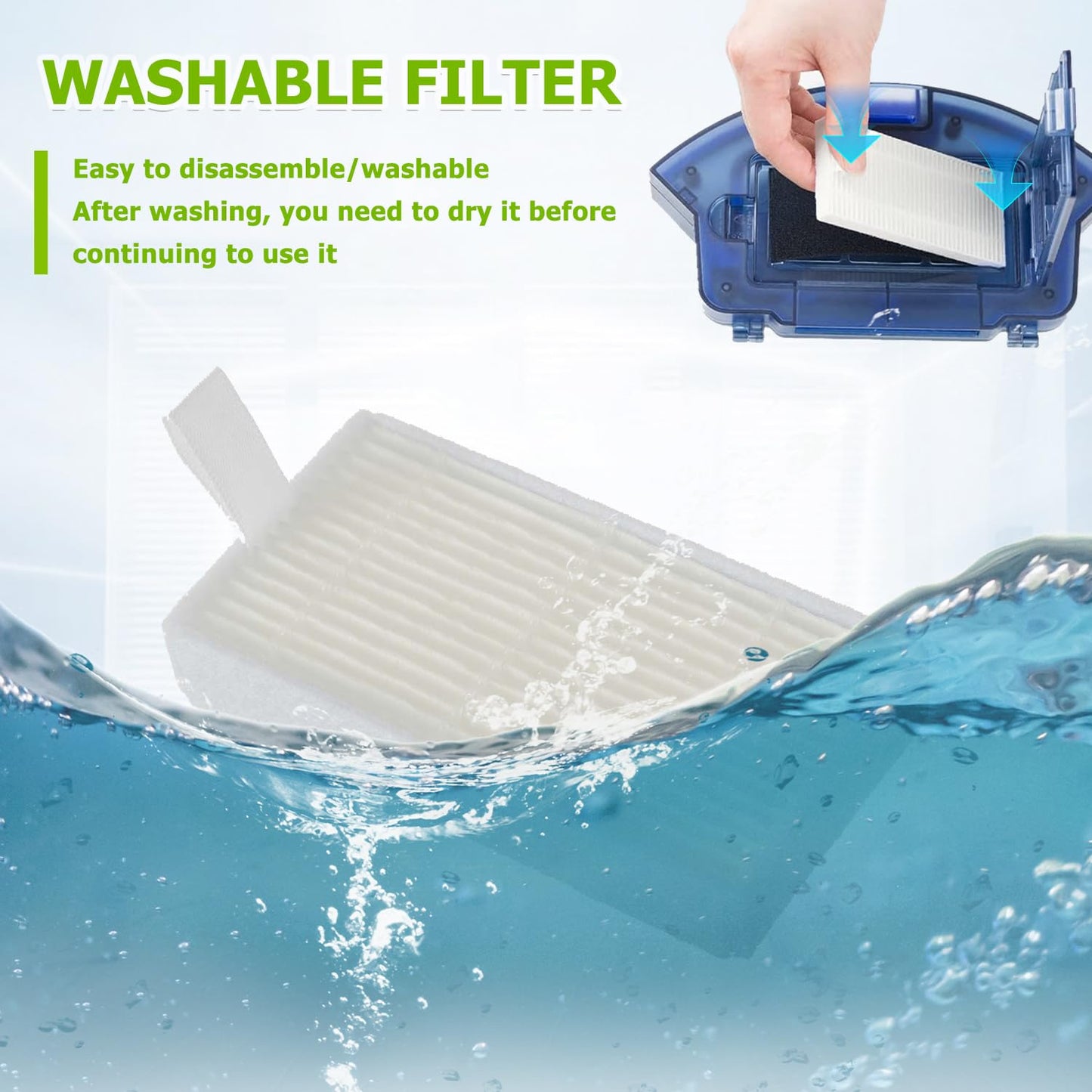 EPLZON HEPA Vacuum Filters Replace for I-LIFE v3 v3s V3s pro v5 v5s v5s Pro I-LIFE Robot Vacuum Filters(pack of 10pcs)