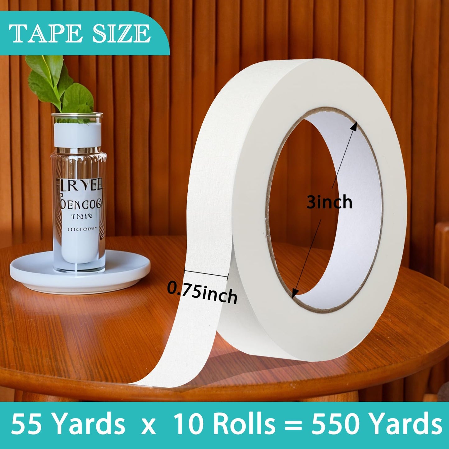 GEYYANG White Masking Tape Bulk 10 Pack, 0.75 inch White Painters Tape for Painting, Crafts, Home & Office, Multi-Surface Adhesive Artist Tape (0.75inch x 55yards x 10 Rolls)