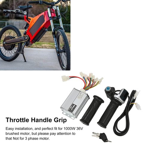 36V Controller, Ebike Controller, 1000W Motor Brushed Speed Controller with Locking Battery Display Throttle Twist Grip for EVO Electric Tricycle Elderly Electric Bike Mini Bike