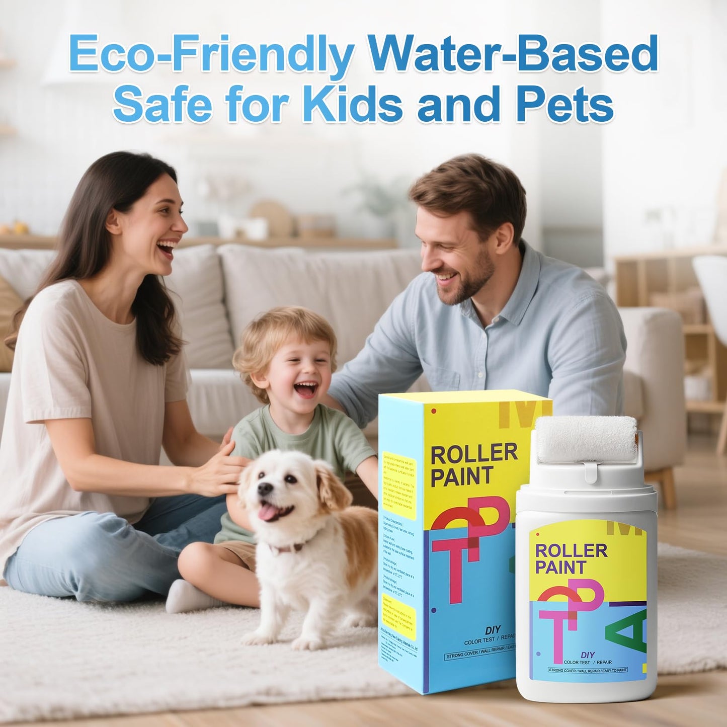 White Wall Paint with Built-in Roller – Portable Touch-Up Paint for Stains, Scratches & Yellowing, Low Odor, Ready-to-Use, 3.5 fl oz