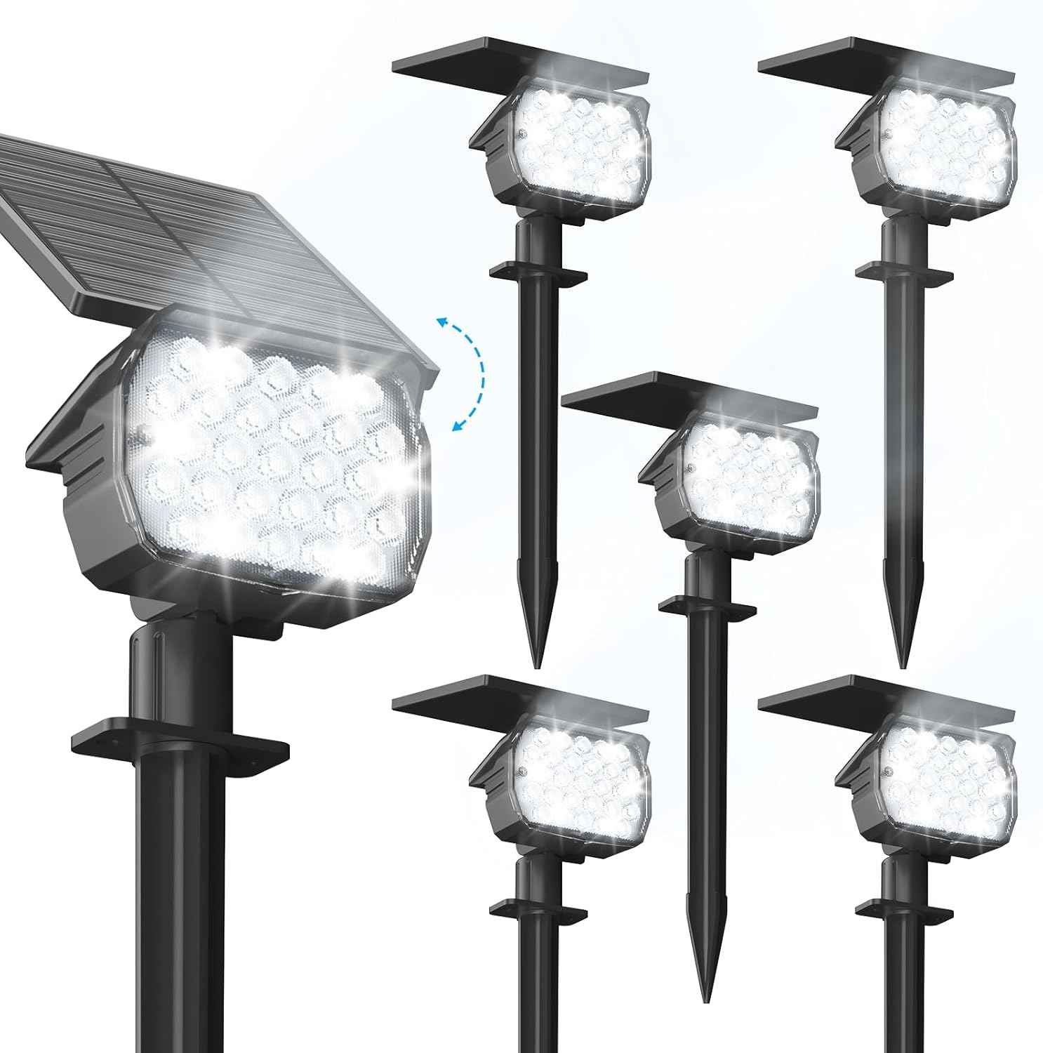 VOLISUN 8-Pack Solar Landscape Spotlights - IP67 Waterproof Uplights for Garden & Pathway, 27 LED Warm White, 3 Lighting Modes