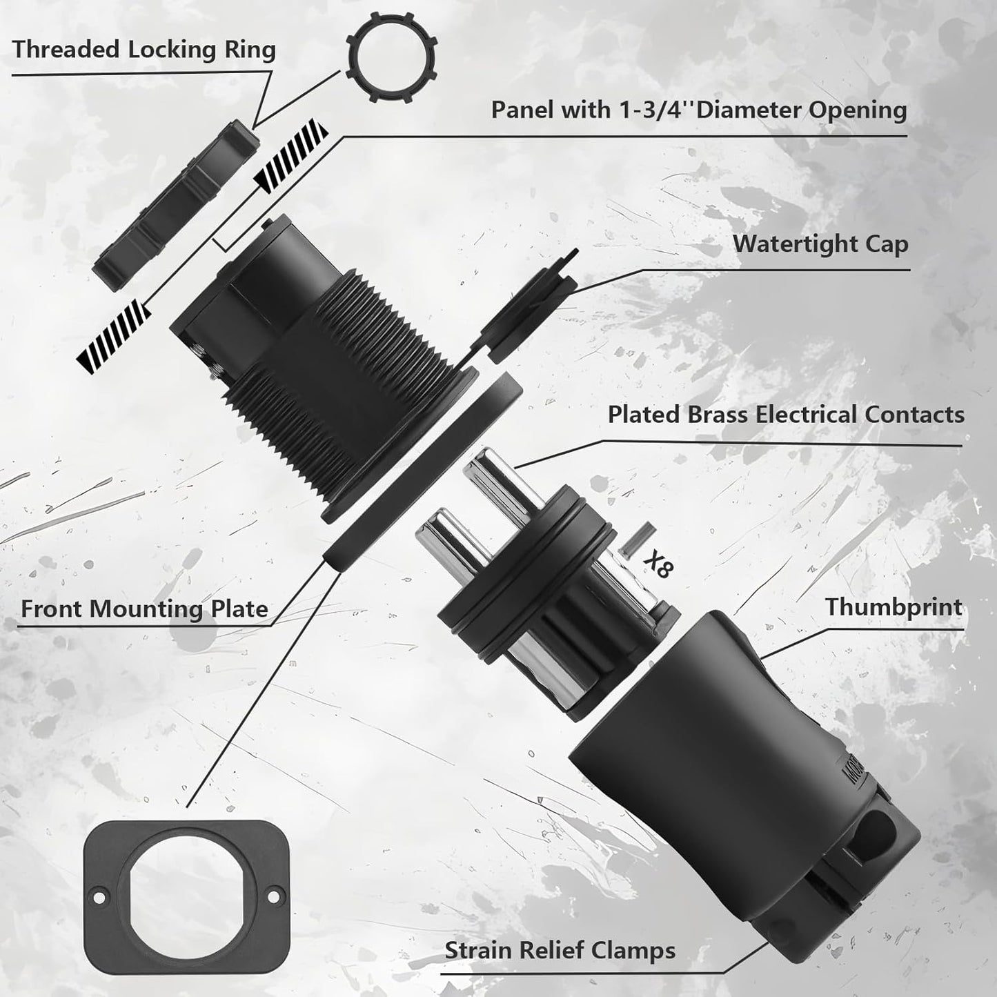 Minn Kota Trolling Motor Plug & Receptacle - Watertight Heavy Duty Connector for 12-48V Systems