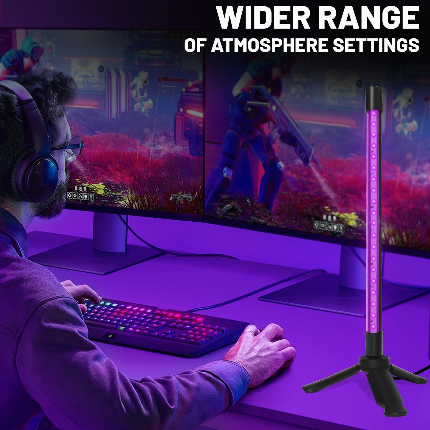 ycponggon 1 Pack LED Black Lights, Upgraded Triangular Bracket Vertical Standing Table Blacklight Fixture 10W, 1FT Desktop Led Black Light with Stand, Perfect for Party