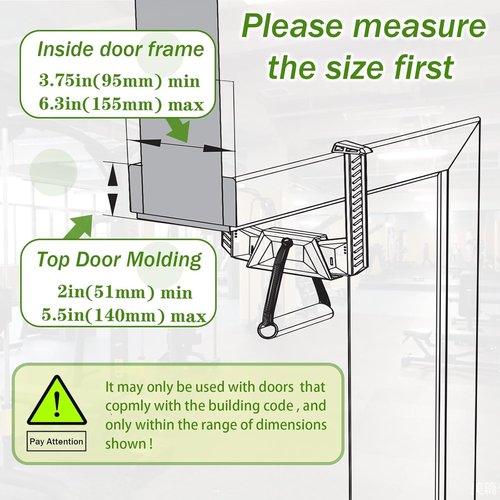 Portable Pull Up Bar - Adjustable Doorway Home Gym with 330lbs Capacity - No Screw Installation for Workout Anywhere - Lightweight Travel Fitness Equipment,green