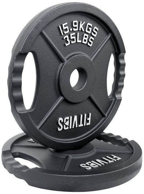 Signature Fitness Cast Iron Plate Weight Plate for Strength Training and Weightlifting, 1-Inch Center (Standard), 35LB (Set of 2)