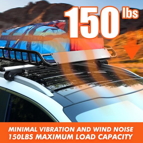 MAXXHAUL 52" Aluminum Roof Rack Cross Bars - 150 lb Capacity | Locking Anti-Theft System - Fits Raised Side Rails