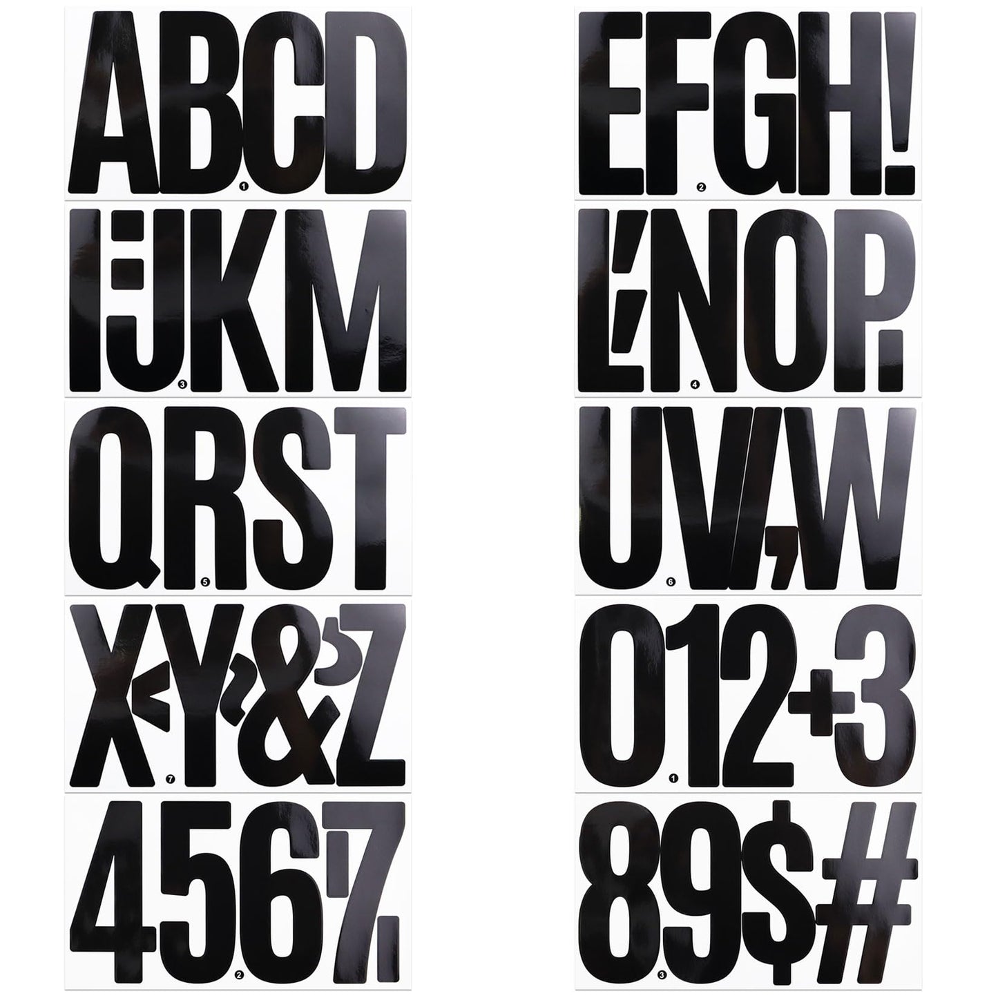 20 Sheets 6 Inch Letter Number Stickers, Self Adhesive Vinyl Capital Alphabet Punctuation Stickers for Mailbox, Crafts, House Number, Notice Boards - Black