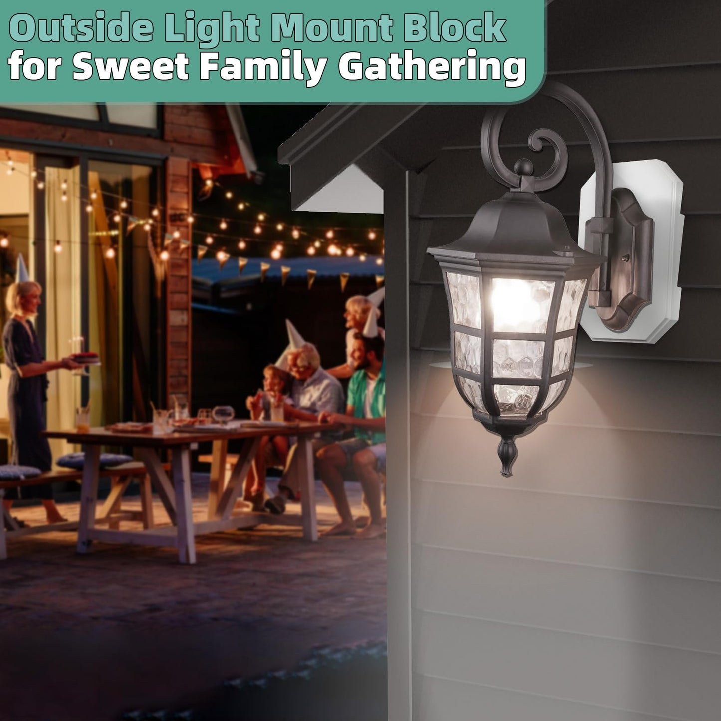 Vinyl Siding Mounting Blocks , Ease of Installation Built-in Electrical Box Outdoor Light Mounting Block, 8141DBL Siding Mounting Plate for 1/2 inch Lap Double and 4 inch Siding, White 1 Pack