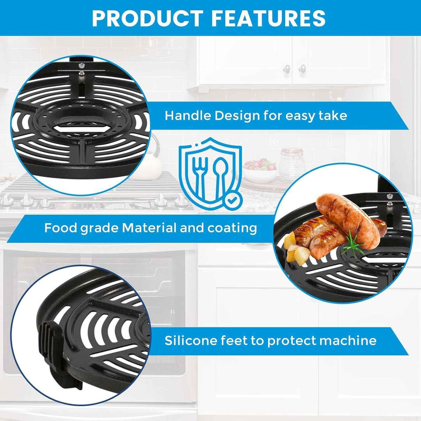 Air Fryer Grill Pan for Ninja FD302 6.5 Qt FD101 5 Qt OS401 5 Qt Pressure Cooker Air Fryer, Air Fryer Accessories Tray Grill Plate Crisper Plate Replacement Parts for Ninja OP302 OP305 FD305 Air Fryer