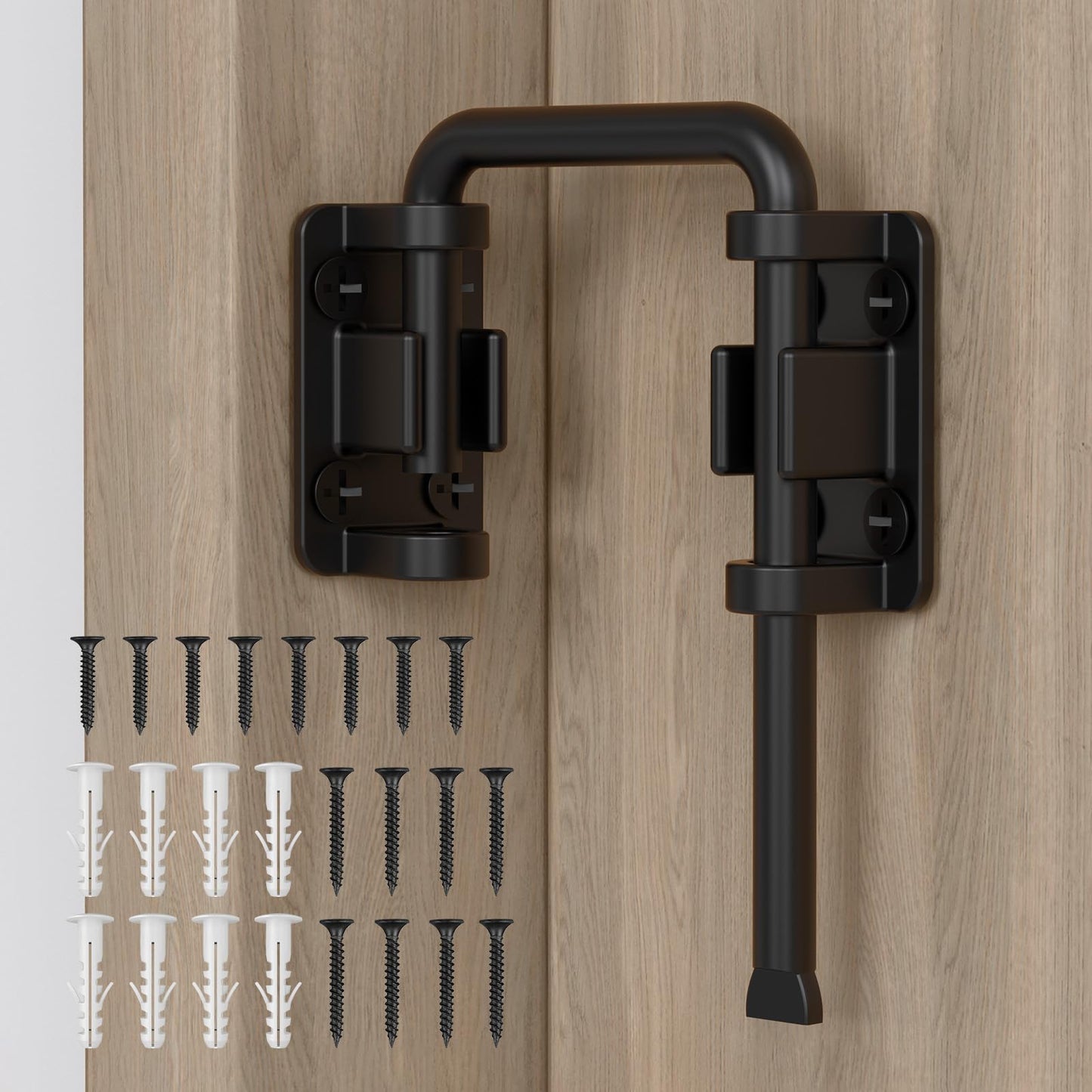 SecureLatch Sliding Door Loop Lock, 2.36 Inch Stainless Steel Patio Door Latch for Window, Barn, Garden, Fence, Shed, Closet, Double Gate - 90/180 Degree Installation U-Bolt Lock (Black-1PC)