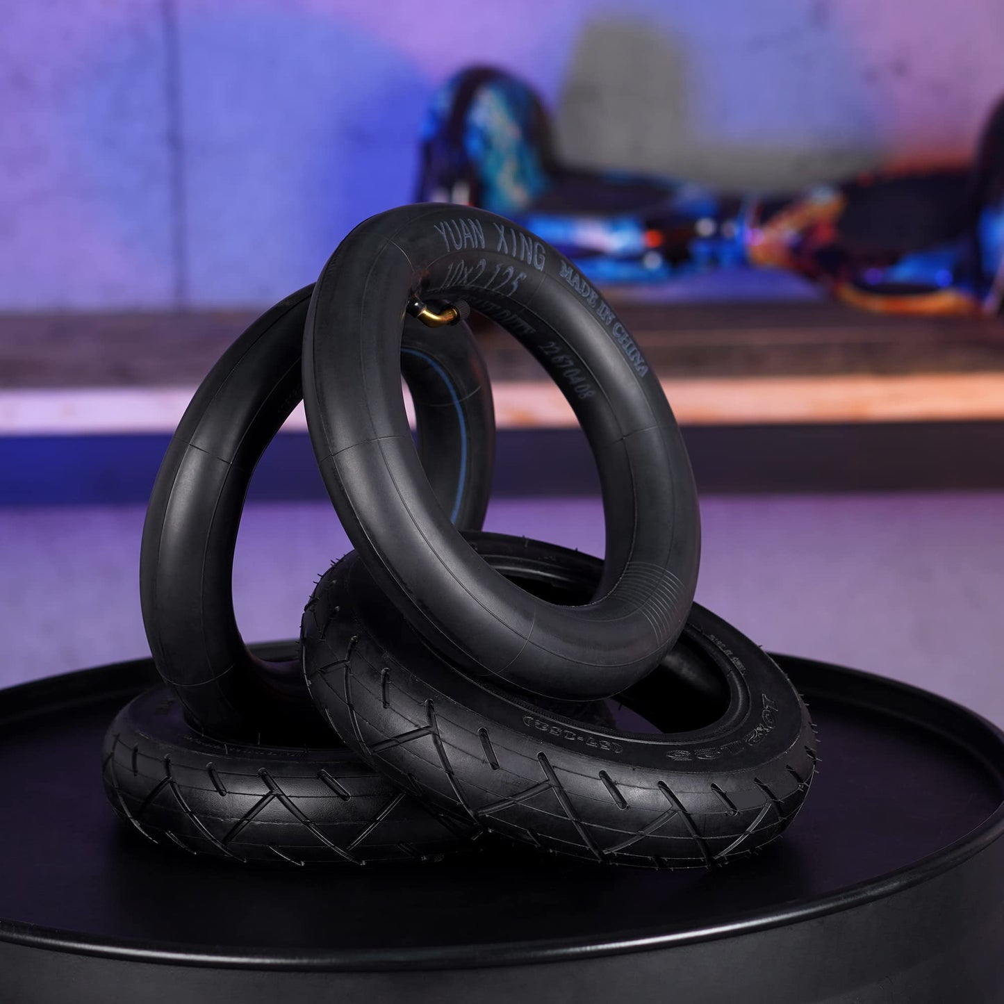 10x2.125 Tire and Inner Tube with 0° Valve Stem Compatible with Self Balancing Scooter, Smart Electric Bike, Bicycle, Tricycle, Stroller Replacement Wheels for 10-inch Tires with 6-inch Rims 2 Pack