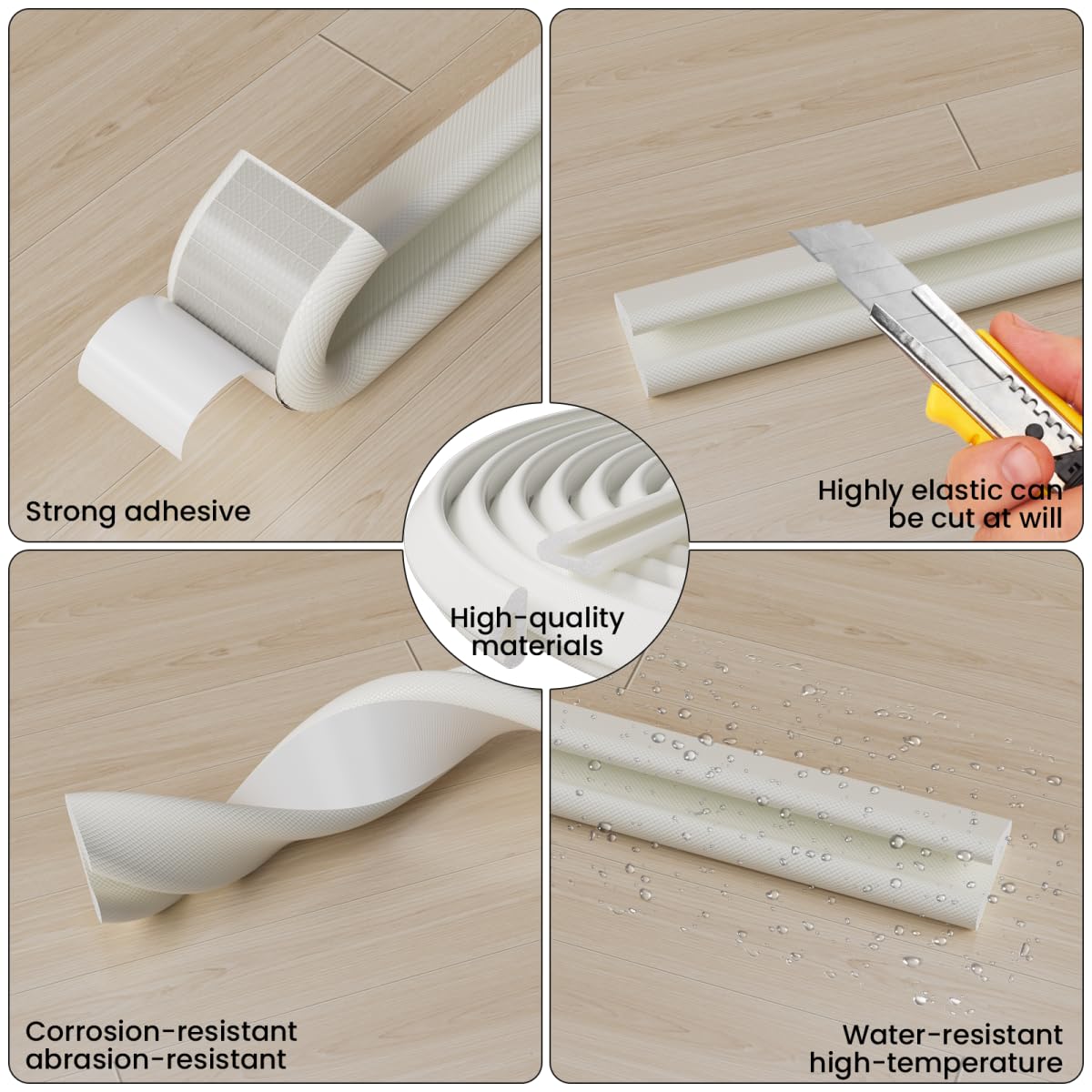 V Shape Foam Weather Stripping Door Frame Seal Strip 19.7FT White, Draft Stopper, Insulation Winter, Weatherstripping, Gap Sealing, Soundproofing, Self-Adhesive Used for Exterior Front Door Side
