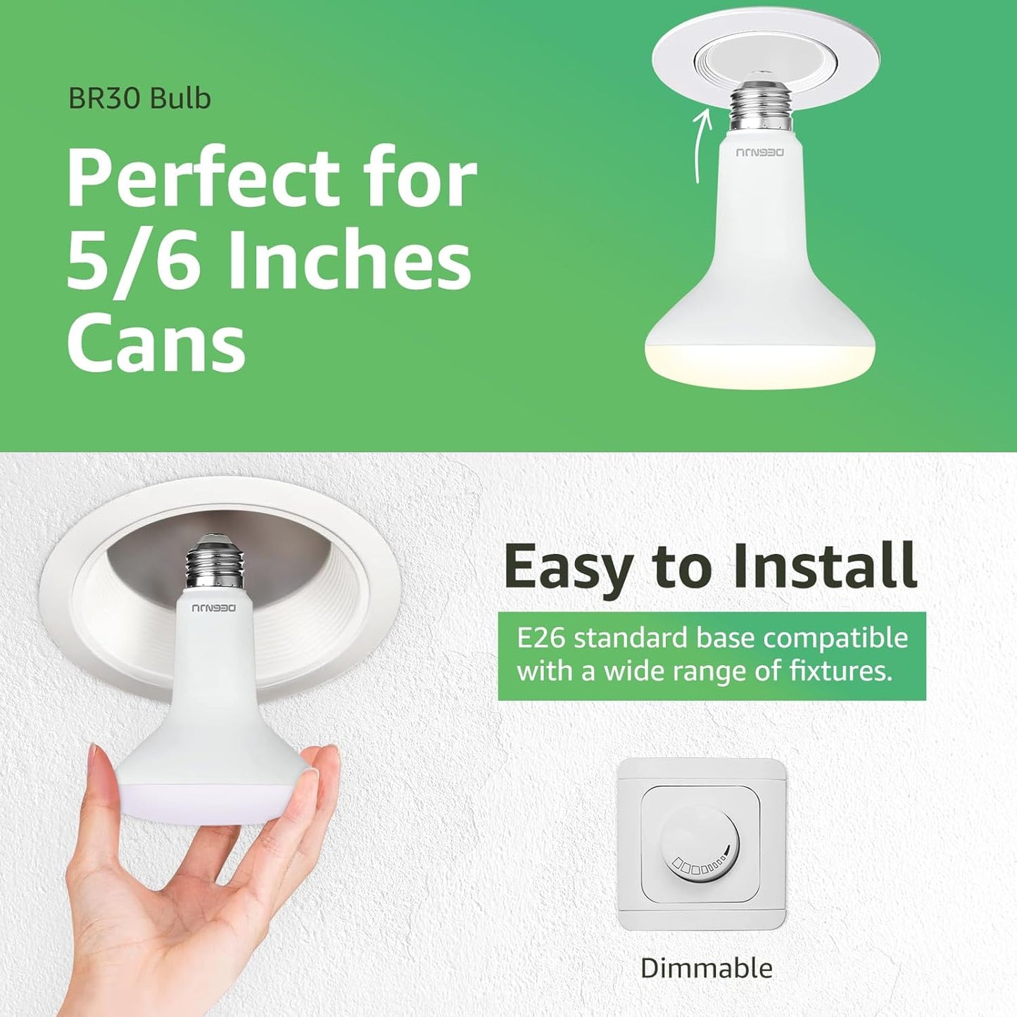 BR30 LED Flood Light Bulbs 24-Pack, 7W Dimmable 650LM Soft White 2700K, E26 Base