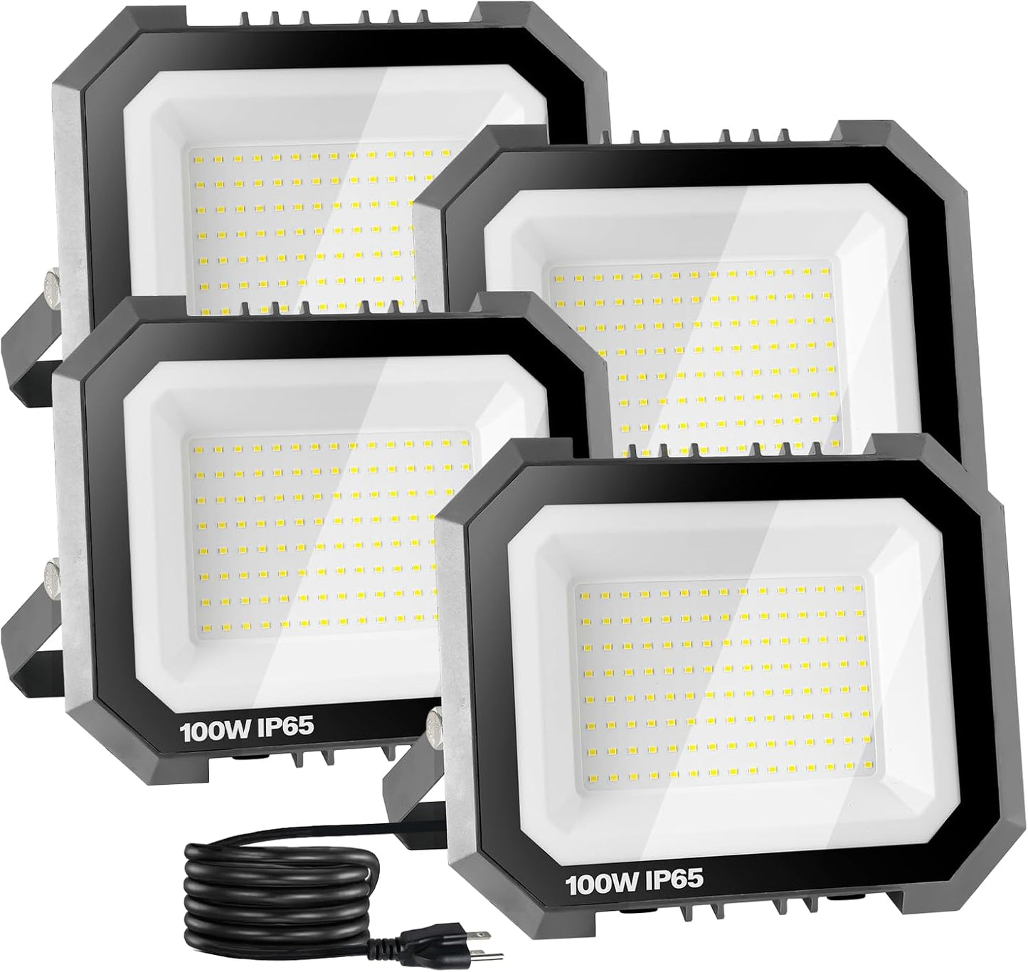 100W LED Flood Lights Outdoor - 2 Pack, 10000LM Super Bright, IP65 Waterproof for Garage, Yard & Garden