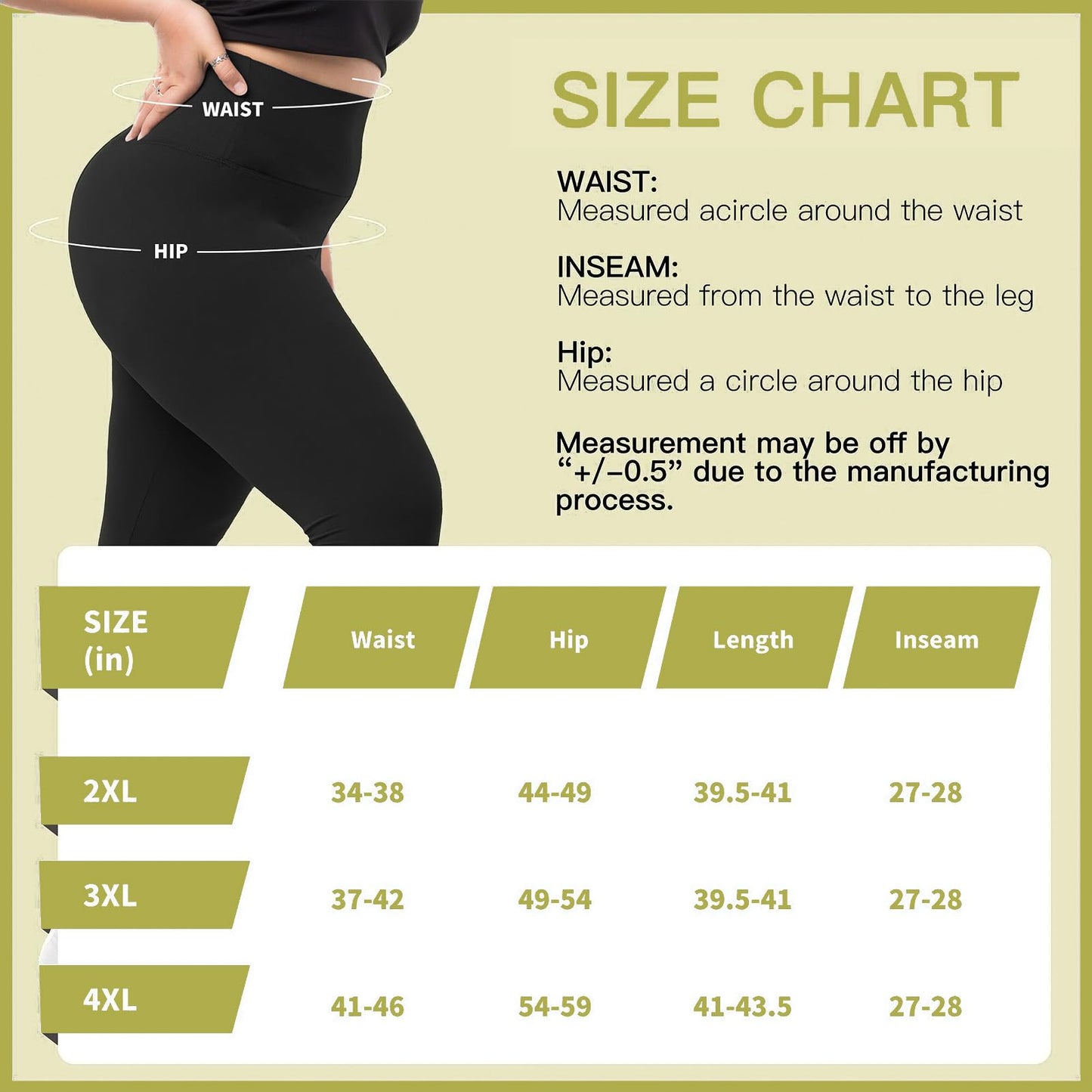 Hethrone 2-Pack Plus Size Leggings for Women, High Waisted Soft Workout Yoga Pants Black XXL