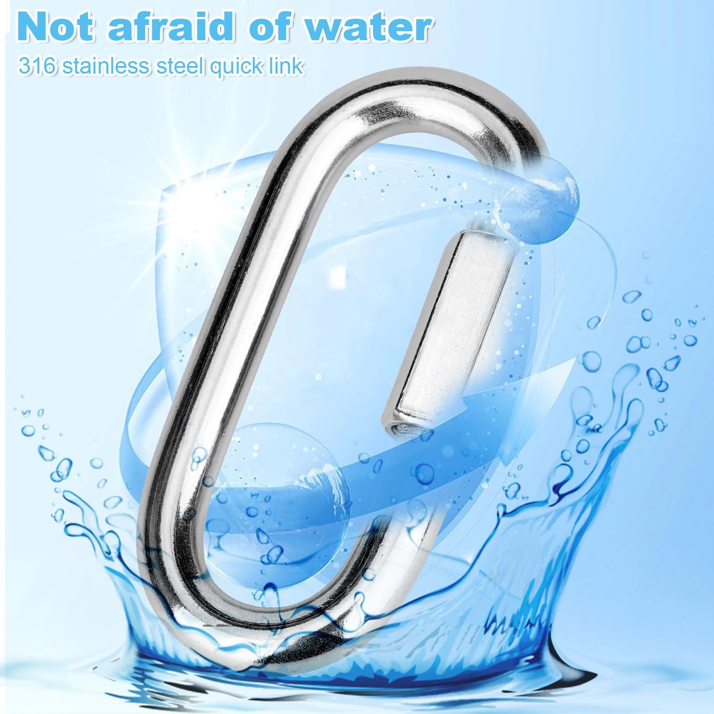 Vmuter 4Pc 3" 316 Heavy Duty Stainless Steel Screw Chain Quick Links, High Strength Carabiner for Big Chain Connecting, Hammock Hanging, Hiking, Camping