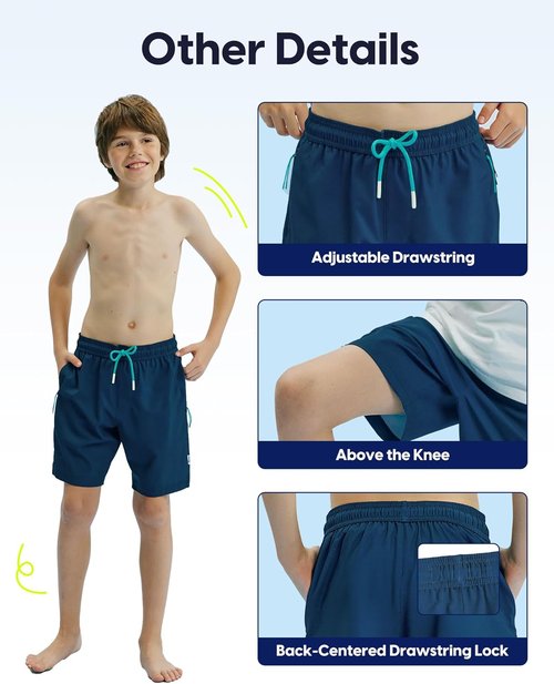Maamgic Boys Swim Trunks - Compression Liner & Anti-Chafe Design | Stretchy Bathing Suits with Zipper Pocket