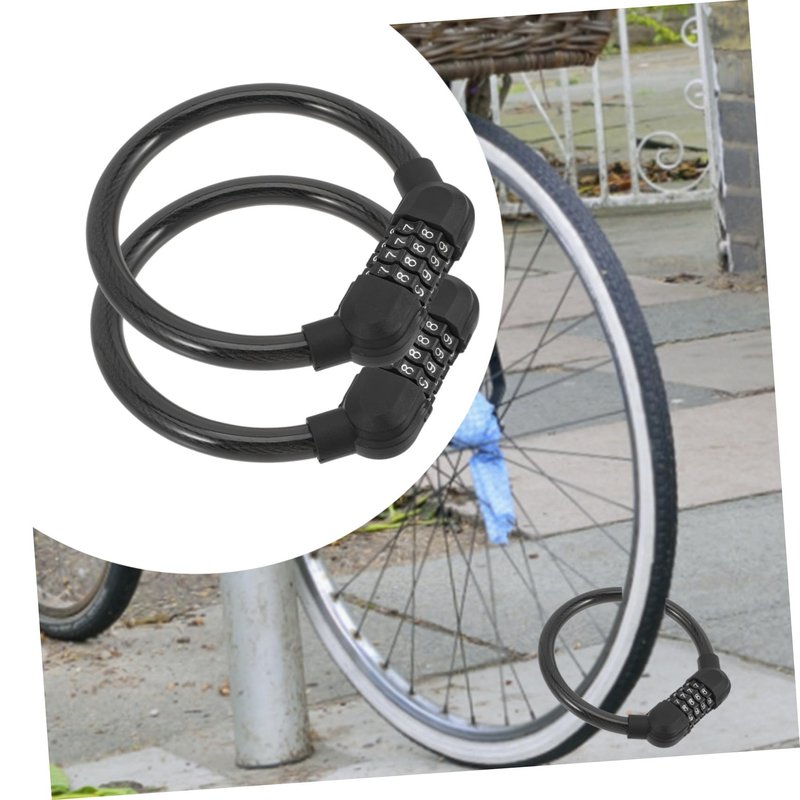 ETHZZLE 2-Pack Four-Digit Combination Bike Locks Wear-Resistant Cable Locks for Motorcycles Portable Heavy Duty Cycle Accessory for Outdoor Security