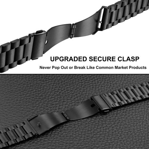 E ECSEM Compatible for Togalah P99/Jugeman P99/SOUYIE P99/CASCHO P98 Replacement Strap Bands, Mesh Loop + Stainless Steel Metal Strap for P98 P99 Smartwatch Accessories Women Men (Black)