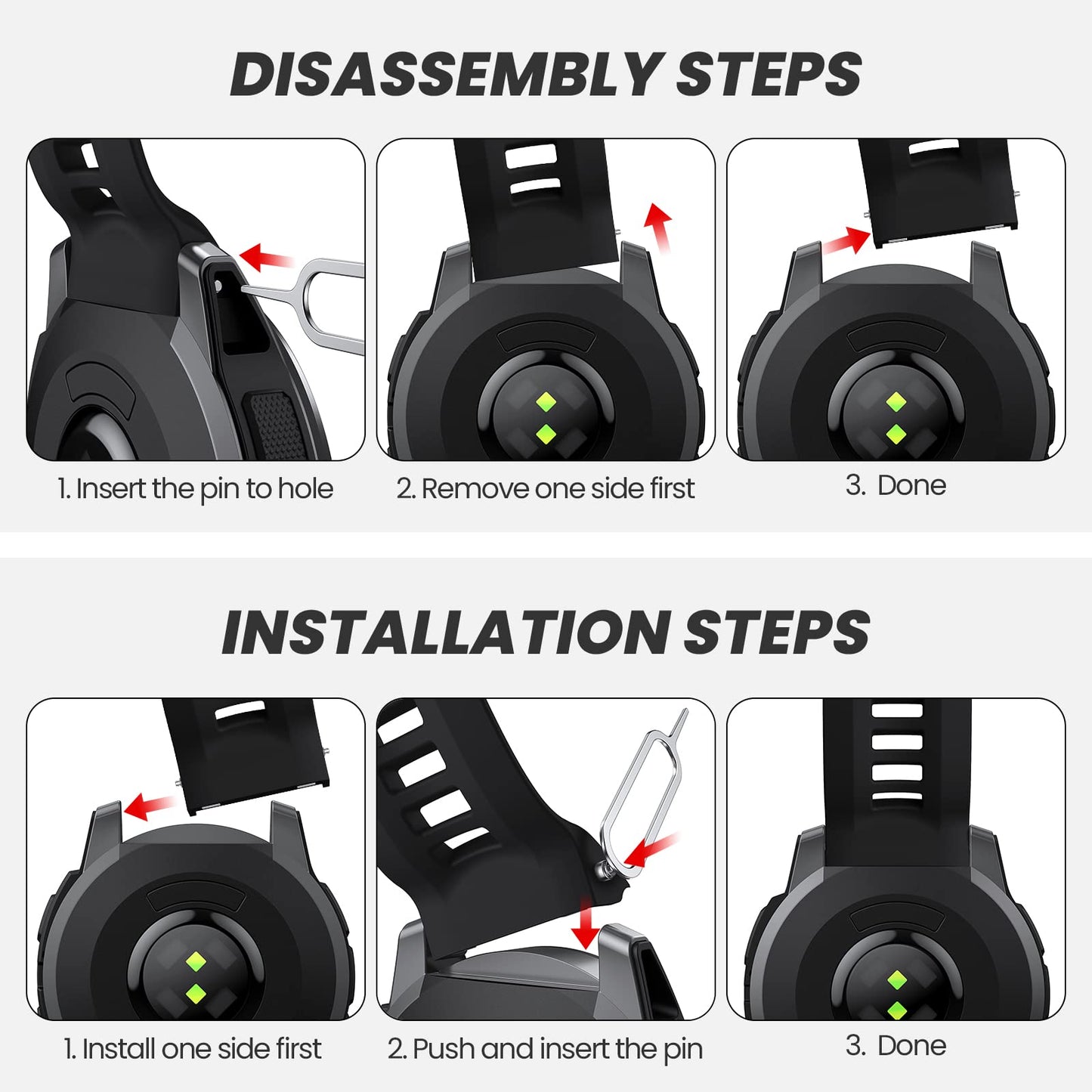 NotoCity Band for Garmin Instinct 2 Watchband Instinct 2 Solar wristband 22mm Soft Silicone Replacement Watch Strap Compatible with Instinct 2 Solar Tactical(Black)