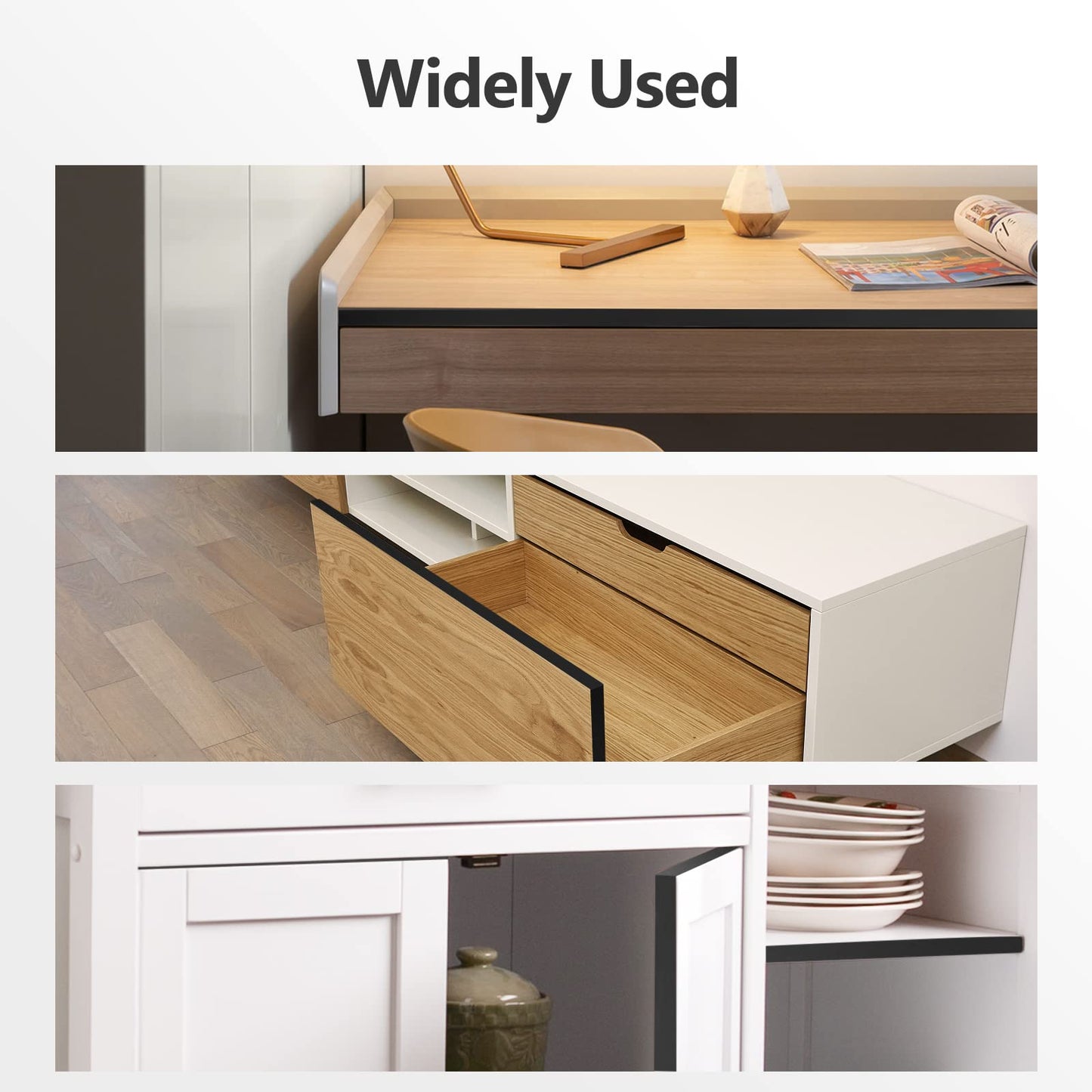 16 ft Flexible Self Adhesive Veneer Edge Banding Peel and Stick Veneer Edge Trim Collapsible Edge Guards (Black, 3/4 inch)