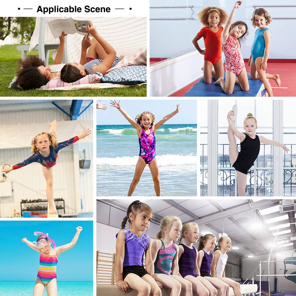 uideazone Gymnastics Leotards for Girls Quick Dry Leopard Printed Unitards Biketards Gym Outfits Kids Children Dance Unitards with Shorts Size 7 8