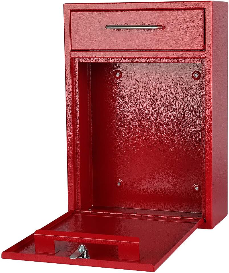 Secure Wall-Mount Mailbox with Lock | KYODOLED Large Steel Drop Box, Black, 16.2H x 11.22L x 4.72W