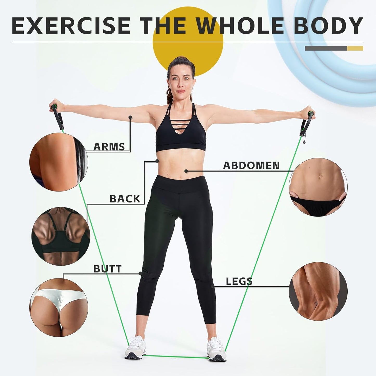 Skiennix Resistance Exercise Bands - 3 PCS Set with Handles & Door Anchor | Ideal for Men & Women