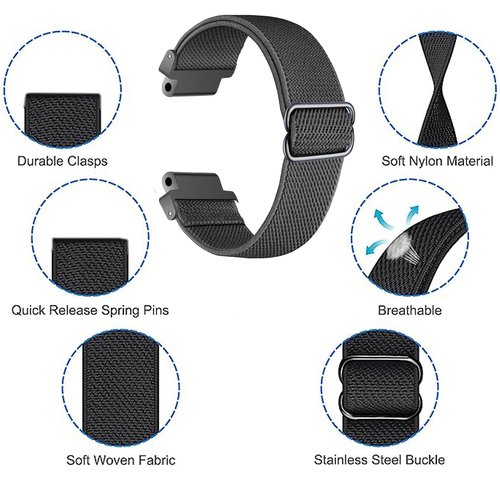 Compatible with Garmin Forerunner 235 Bands for Forerunner 220/230/235/620/630/735XT/235 Lite Women Men,Adjustable Stretchy Solo Loop Elastic Nylon Sport Strap for SmartWatch Replacement (Black&Navy&Boho Teal)