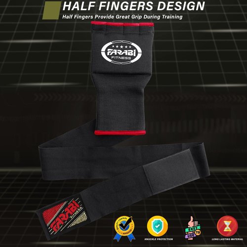 Farabi Quick Wraps Gloves - Gel Padded MMA & Boxing Hand Wraps | 80cm Wrist Support Pair