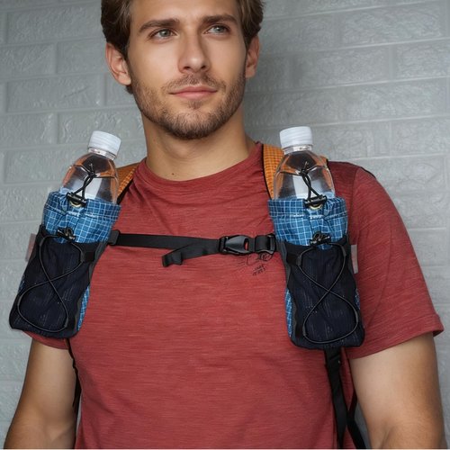 3F UL Gear Water Bottle Sleeve for Backpack Shoulder Straps, Bottle Holder Pouch, Molle Adjustable Pouches Bottle Carrier Bag for Camping Mountaineering Hiking Outdoor Activities(2-Pack Grey)