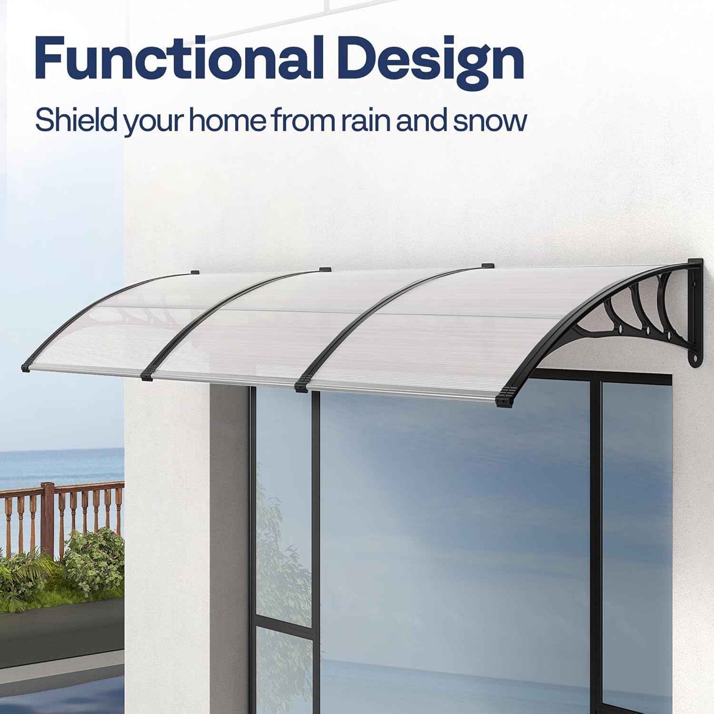 40-Inch VIVOHOME Polycarbonate Window Door Awning Canopy - Brown with Black Bracket