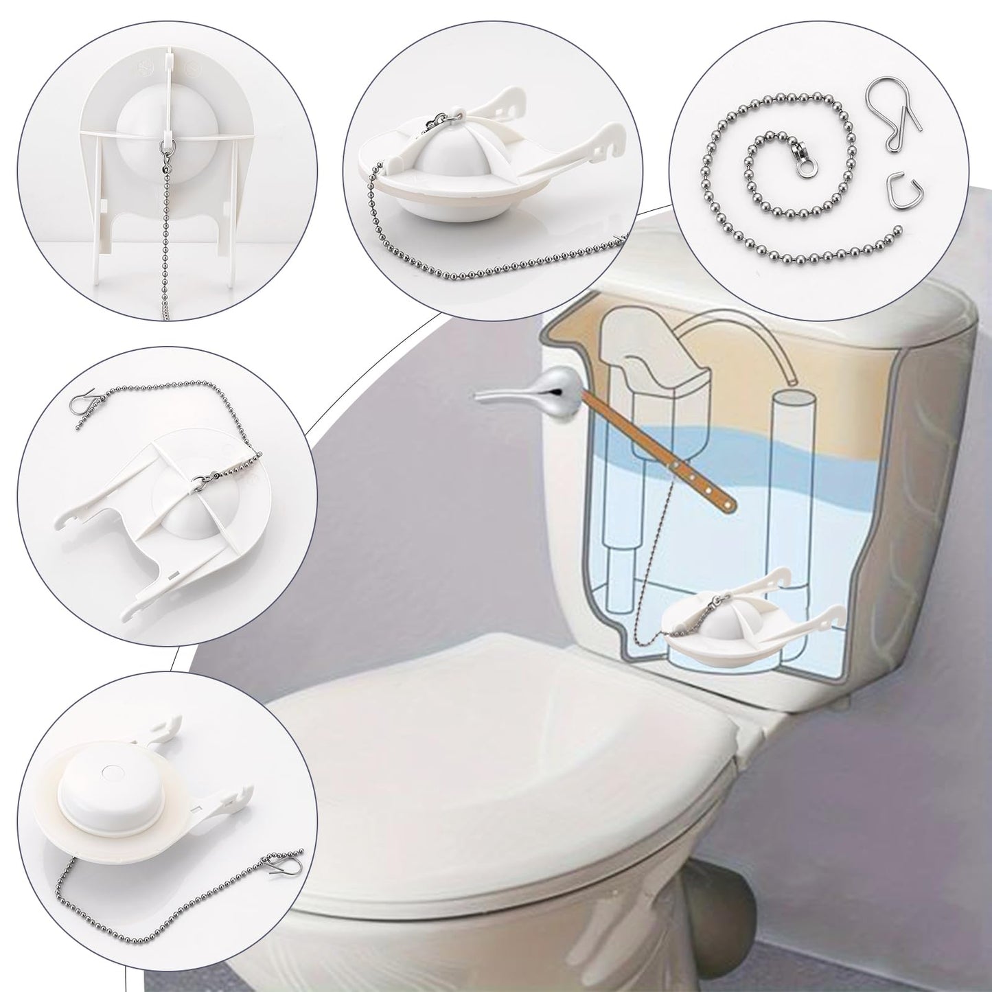 for American Standard 738920-0070A 3 Inch Toilet Flapper with Strong Seal,Iron Chain Included,Ideal for 3 Inch Toilet Flapper Replacement,White,1-Pack