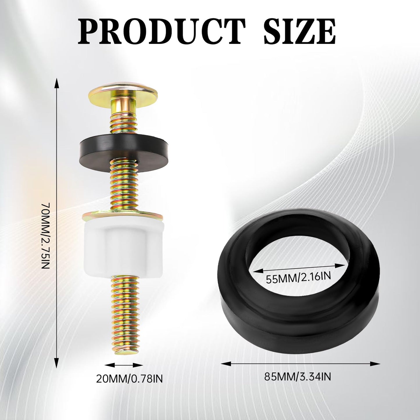 2 Inch Toilet Tank to Bowl Bolt & Gasket Hardware Kit for 2-Piece Toilet Seal American Standard Toilet Parts Toilet Repair Kit Inside Toilet Tank Replacement Kit