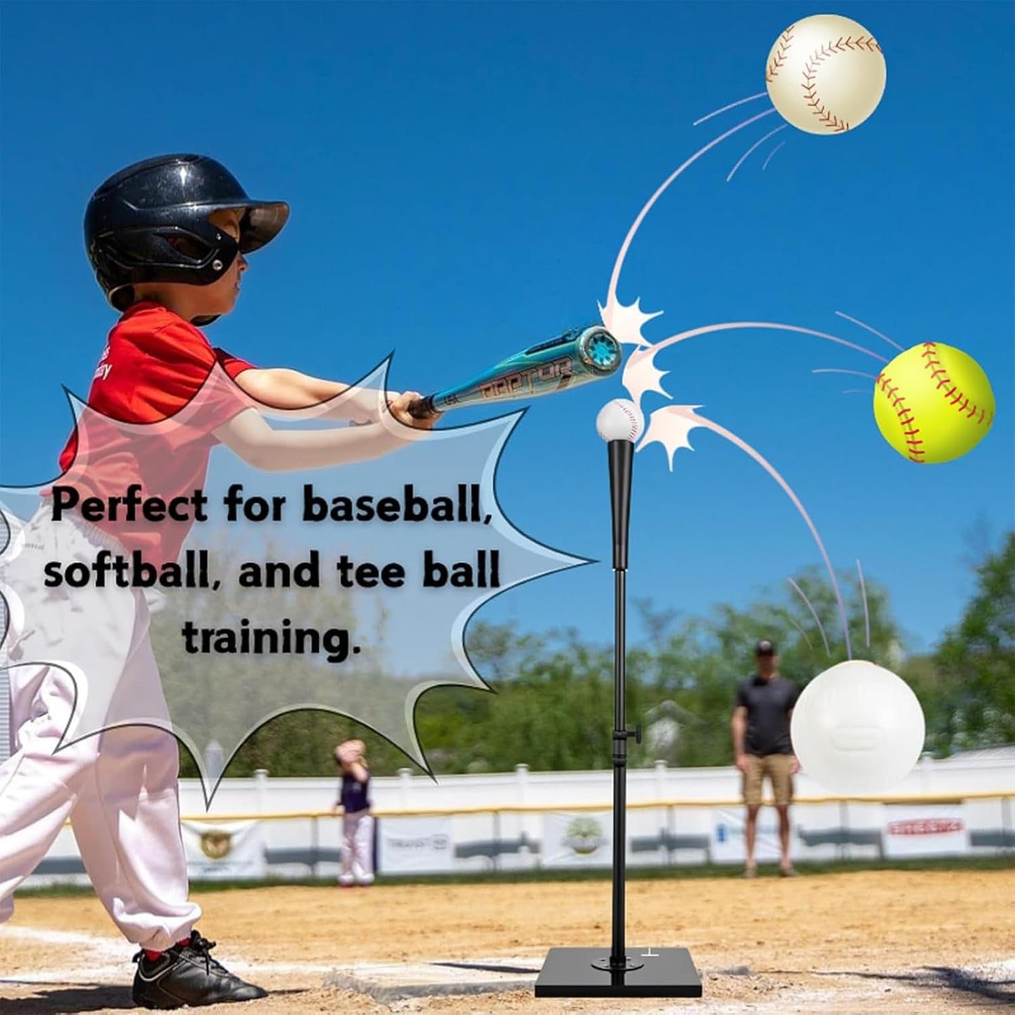 Skiennix Portable Batting Tee - Heavy Duty Adjustable Height 23.25"-35.5" for Baseball & Softball Kids