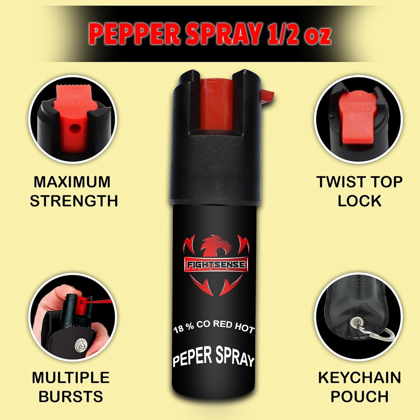 FIGHTSENSE Mini Stun Gun Keychain & Pepper Spray Combo Pack for Self Defense Kit - Extremely Powerful Stun Gun Flashlight for Women