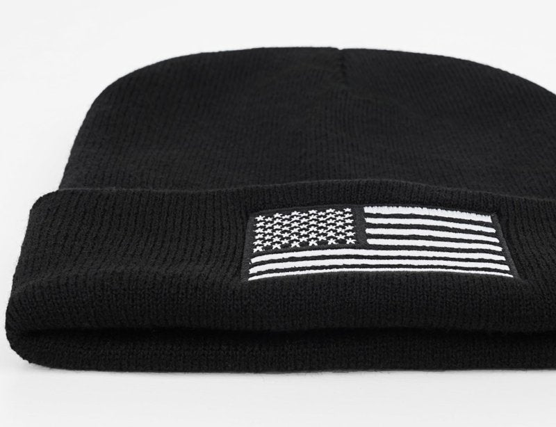 American Flag Embroidered Beanie Winter Hat for Men Women, Multi-Season Military Tactical Gear Police Army Winter Warm Hat