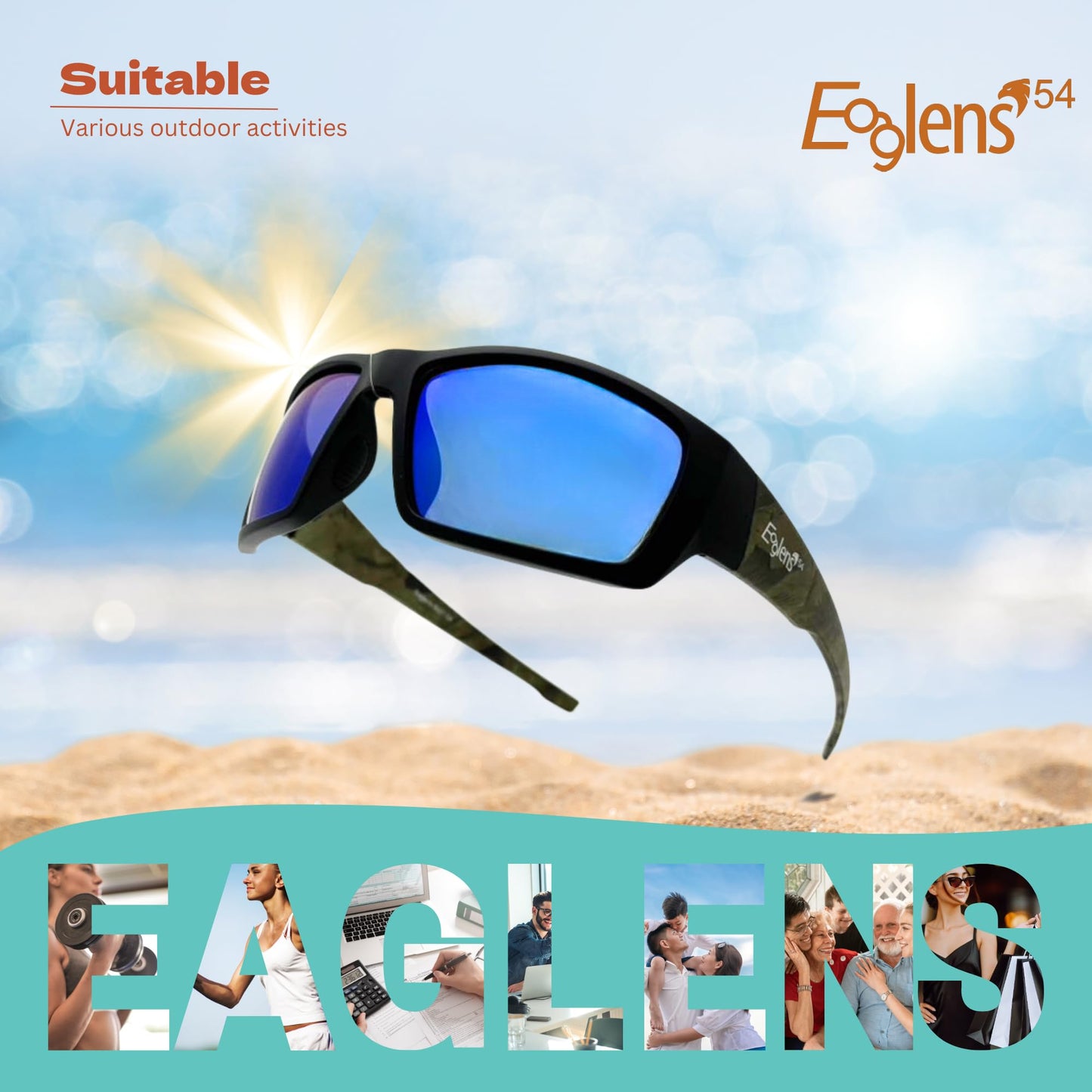 Eaglens.54 Green mirror Polarized fishing Sunglasses for Men Women Running Golfing Cycling Hiking Outdoor