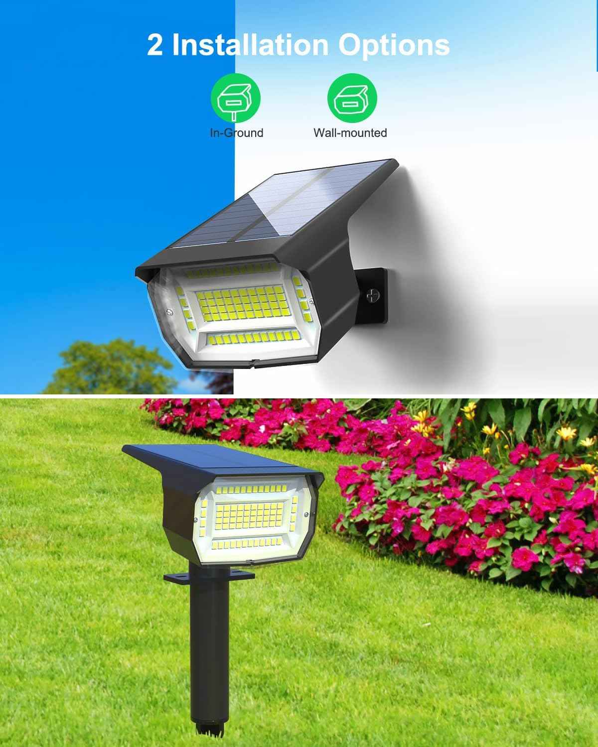 10 Pack Solar Spot Lights - Waterproof IP67 Landscape Flood Lights with 72 LEDs, 3 Modes, Auto On/Off for Garden, Lawn, Patio & Driveway (Cool White)